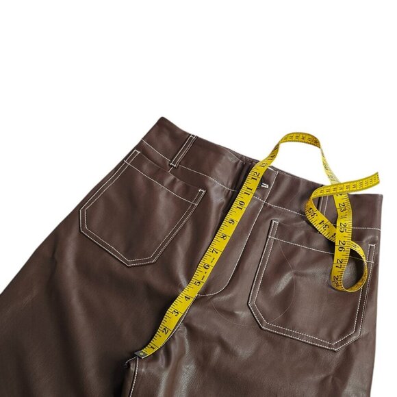 Anthropologie Maeve The Colette Faux-Leather Top-Stitch Crop Wide-Leg Pants, 29 - Picture 6 of 10